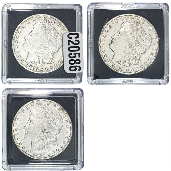 [3 Coins] 1885-1903 Morgan Silver Dollar