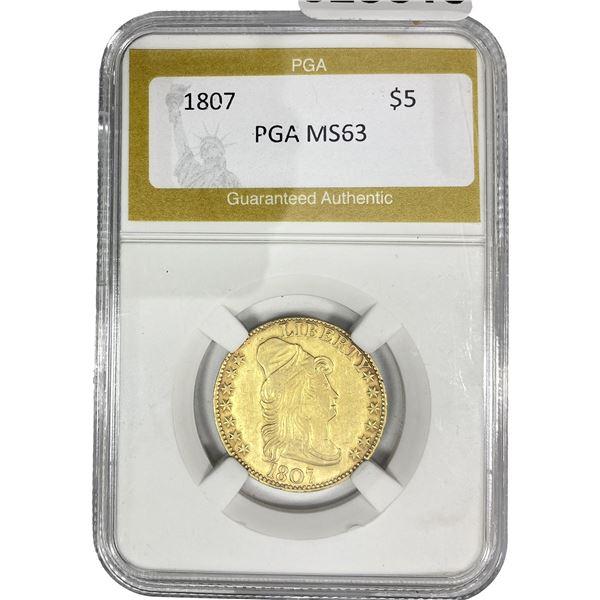 1807 $5 Gold Half Eagle PGA MS63