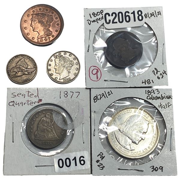 [6 Coins] 1808-1917 U.S. Mixed Lot HC-50C