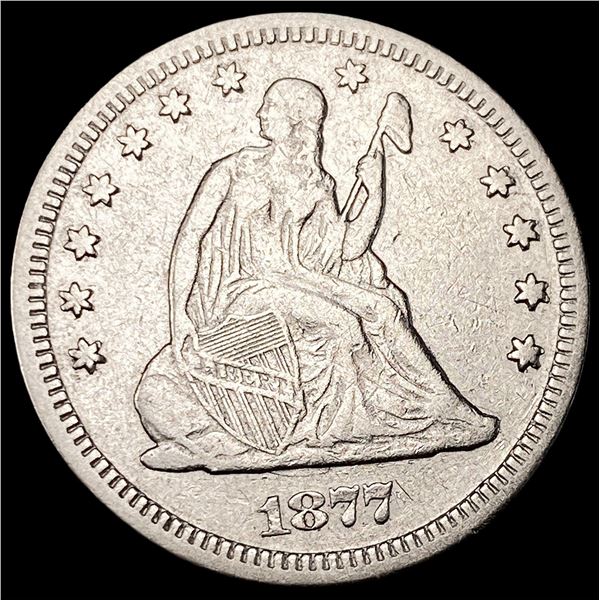 1877 Silver Seated Liberty Quarter ABOUT  UNCIRCULATED