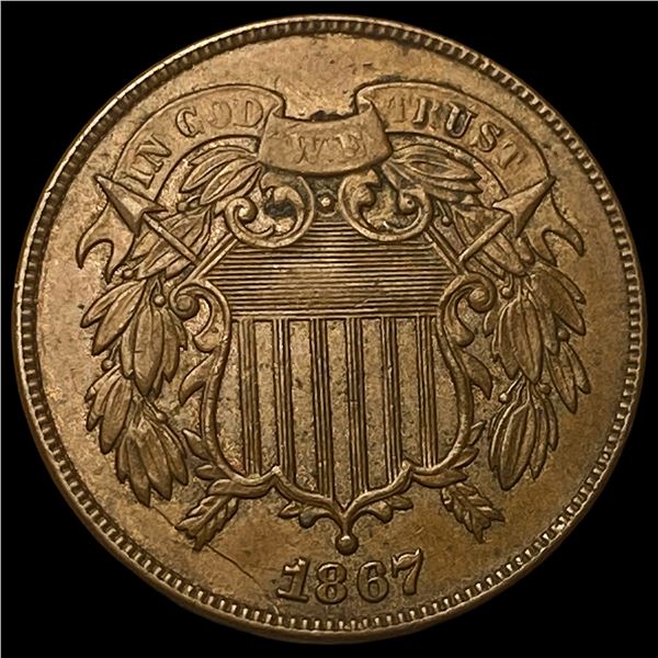 1867 Two-Cent Piece CHOICE AU