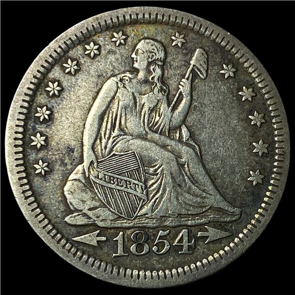 1854 Arrows Seated Liberty Quarter LIGHTLY  CIRCULATED