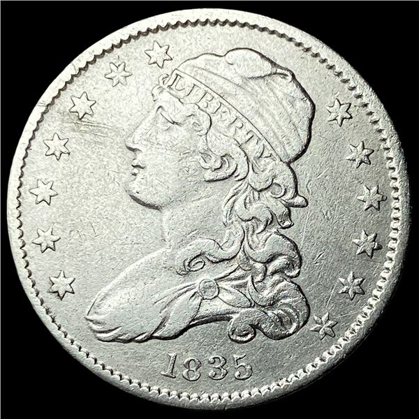 1835 Capped Bust Silver Quarter CHOICE AU