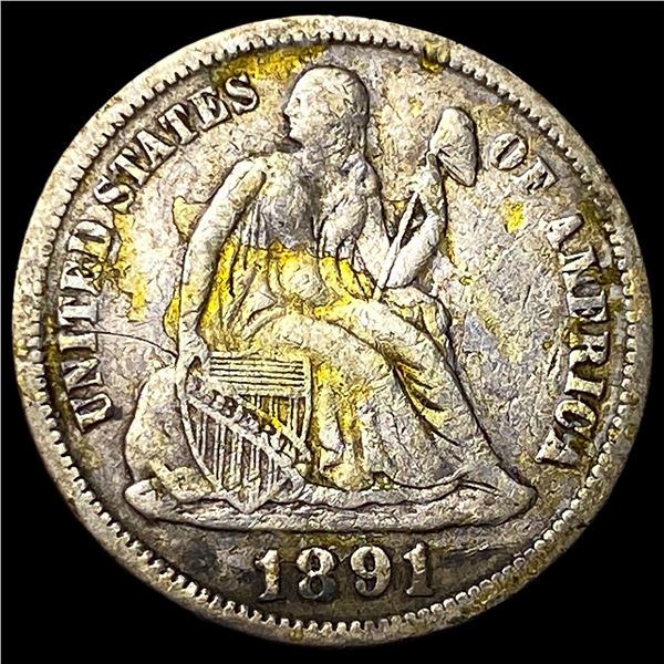 1891 Silver Seated Liberty Dime LIGHTLY  CIRCULATED