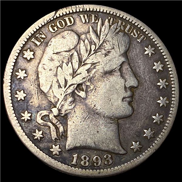 1893-S Silver Barber Half Dollar ABOUT  UNCIRCULATED