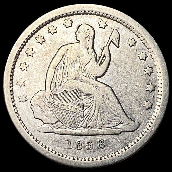 1838 Silver Seated Liberty Quarter NEARLY  UNCIRCULATED
