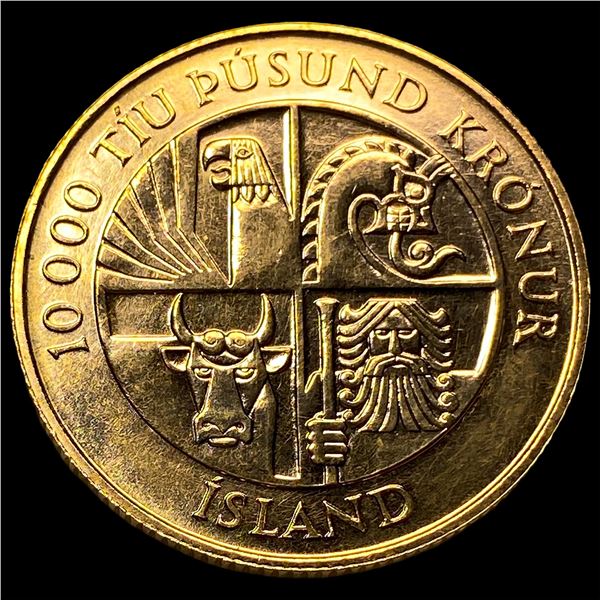 1974 Iceland 10000 Kronur Gold Coin  UNCIRCULATED