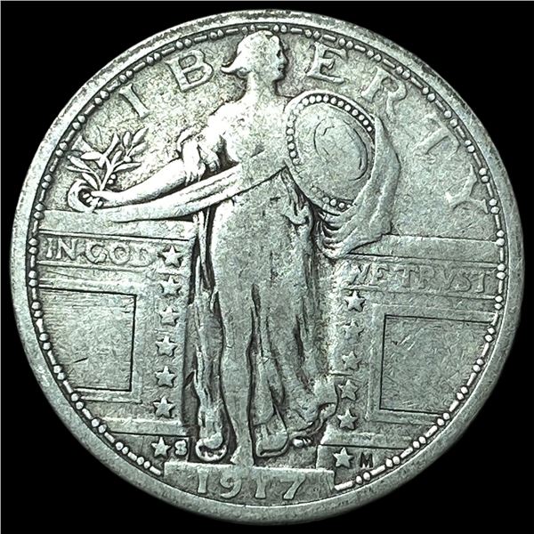 1917-S Silver Standing Liberty Quarter  LIGHTLY CIRCULATED