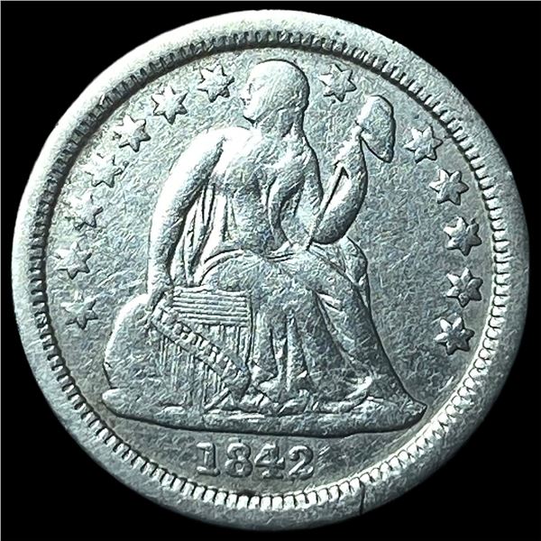 1842-O Silver Seated Liberty Dime NEARLY  UNCIRCULATED