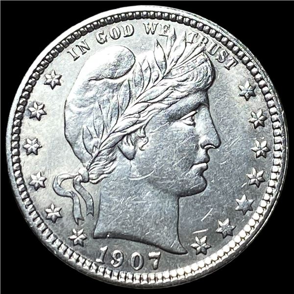 1907 Silver Barber Quarter CHOICE BU
