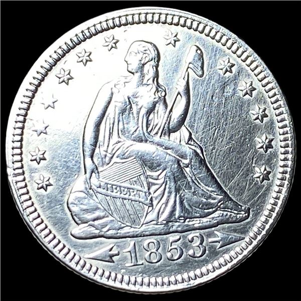 1853 Arrows/Rays Seated Liberty Quarter  UNCIRCULATED