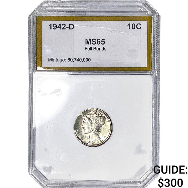 1942-D Mercury Silver Dime PCI MS65 Full Bands