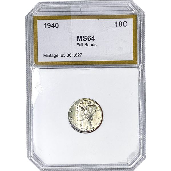 1940 Mercury Silver Dime PCI MS64 Full Bands