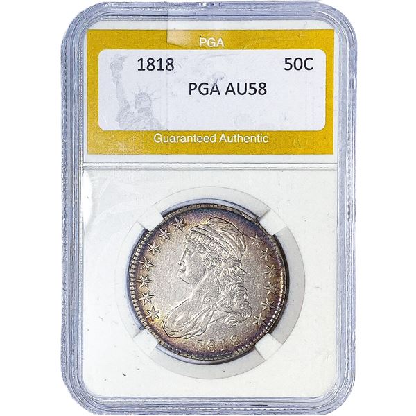 1818 Capped Bust Half Dollar PGA AU58