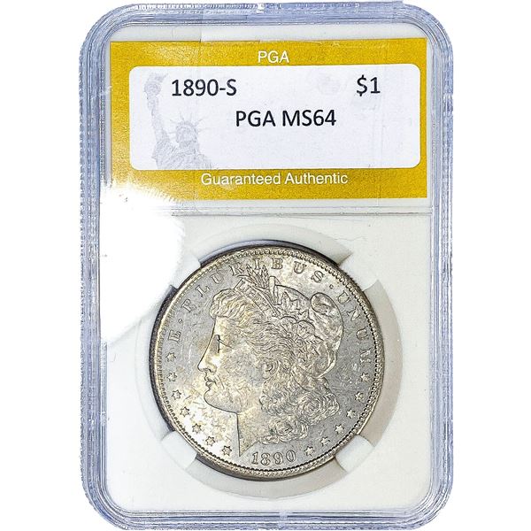 1890-S Morgan Silver Dollar PGA MS64
