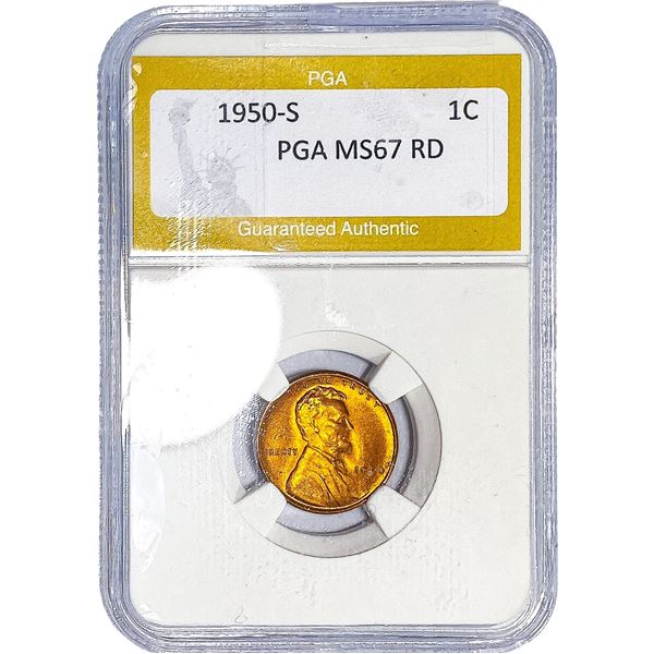 1950-S Wheat Cent PGA MS67 RD