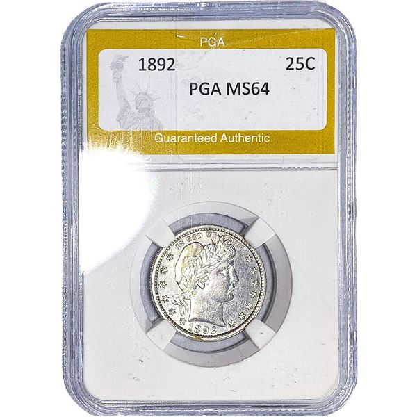 1892 Barber Quarter PGA MS64