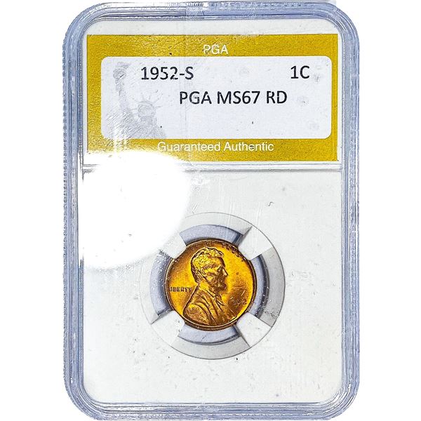 1952-S Wheat Cent PGA MS67 RD
