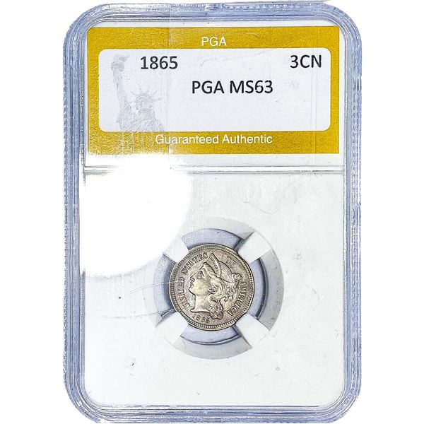 1865 Nickel Three Cent PGA MS63