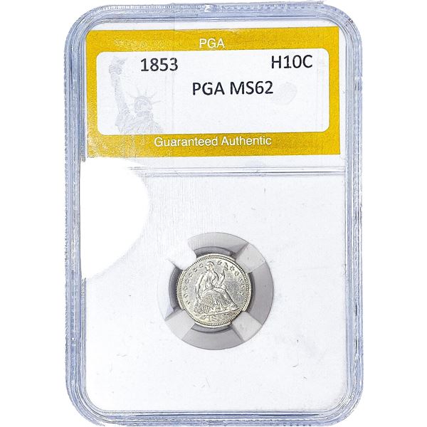1853 Seated Liberty Half Dime PGA MS62