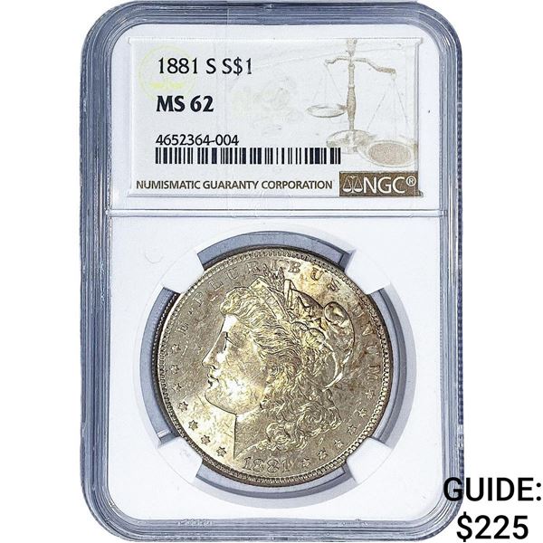 1881-S Morgan Silver Dollar NGC MS62