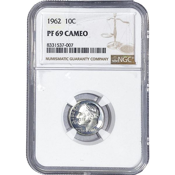1962 Roosevelt Dime NGC PF69 Cameo