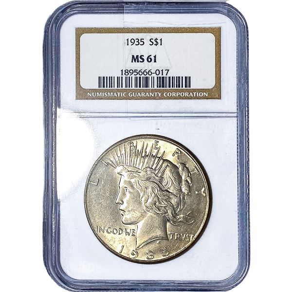 1935 Silver Peace Dollar NGC MS61
