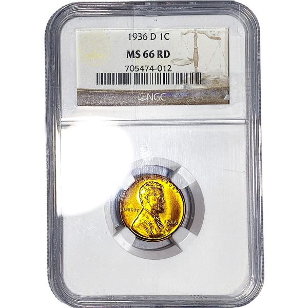 1936-D Wheat Cent NGC MS66 RD