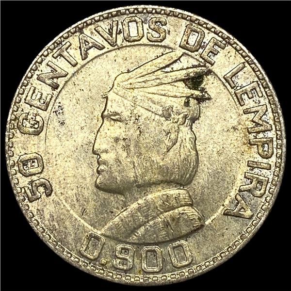 1937 Honduras Silver 50 Centavos
