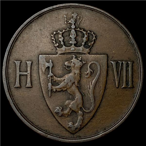 1907 Norway Copper 5 Ore