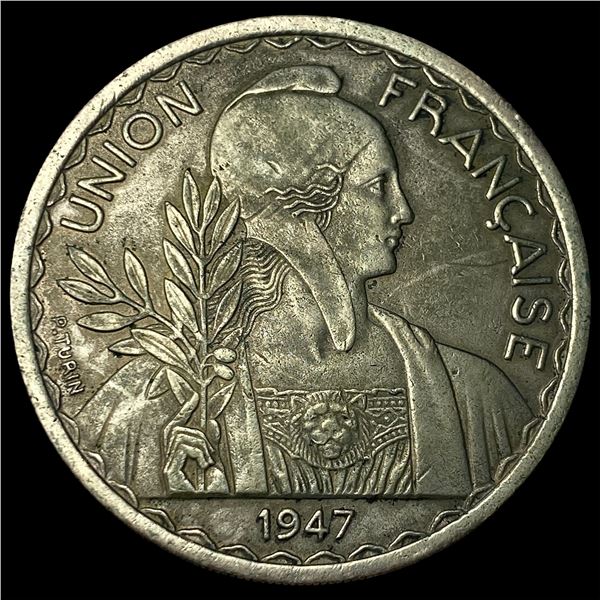 1947 French Indo-China Copper-Nickel 1 Piastre