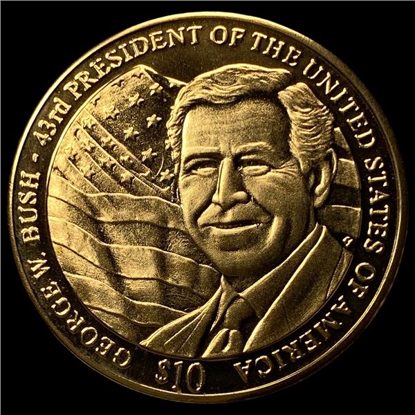 2001 Liberia 10 Dollars George W Bush Proof