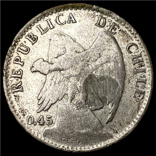 1916 Chile SIlver 20 Centavos