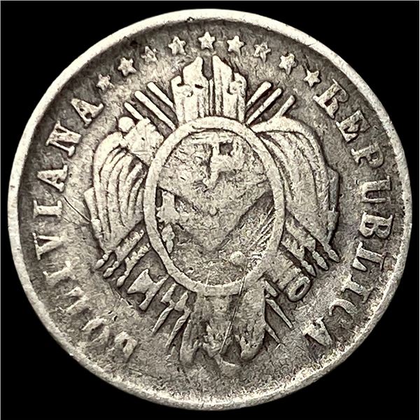 1881 FE Bolivia Silver 5 Cents