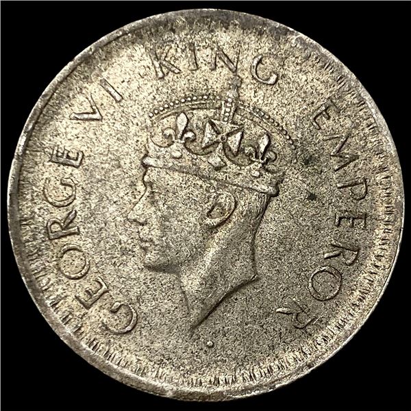 1944 British-India Silver Half Rupee