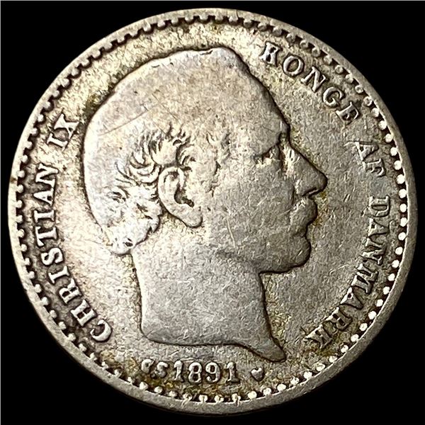 1891 Denmark Silver 25 Ore