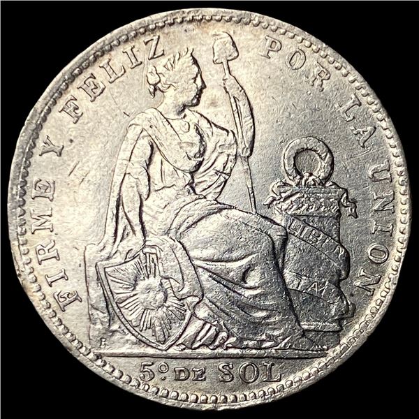1912 Peru Silver 1/5 Sol