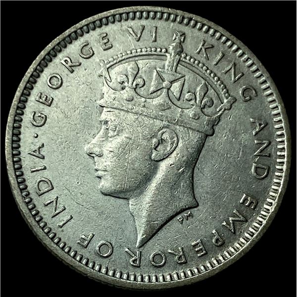 1943 Malaya Silver 10 Cents