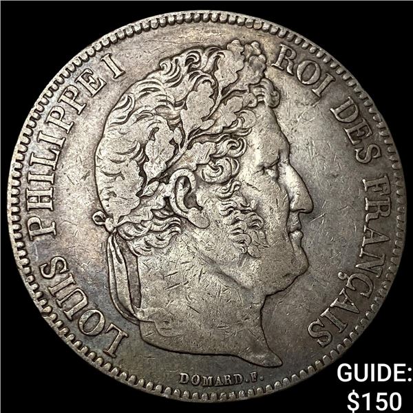1834 France Silver 5 Francs