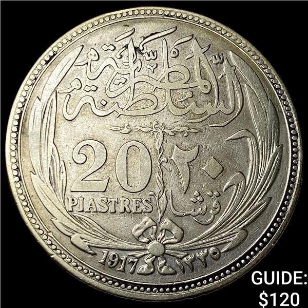 1917 Egypt Silver 20 Piastres