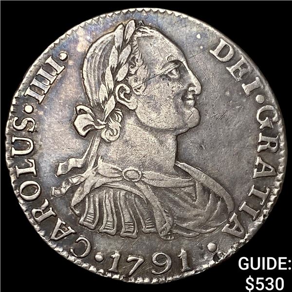 1791-PR Bolivia Charles IV Silver 2 Reales