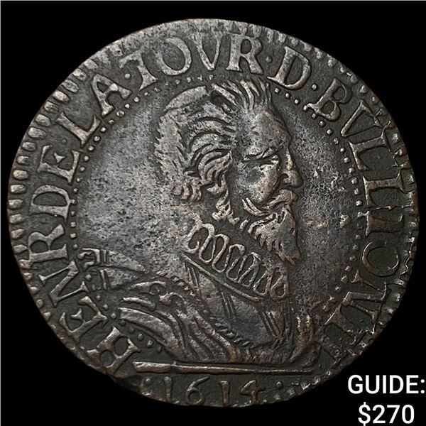 1614 France Bouillon & Sedan Henri de la Tour Copper 2 Liards
