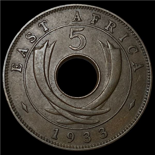 1933 East Africa Bronze 5 Cents KM 18