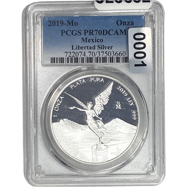 2019-Mo Silver Mexico Onza PCGS PR70 DCAM