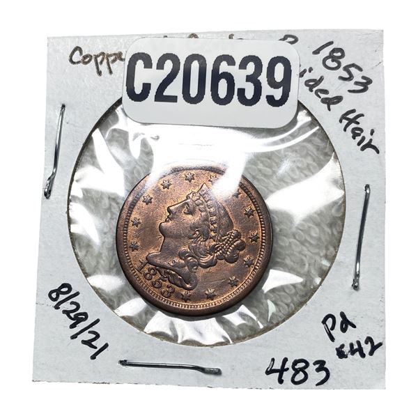 1853 Braided Hair Half Cent