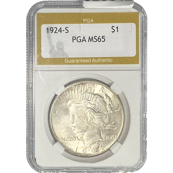 1924-S Silver Peace Dollar PGA MS65