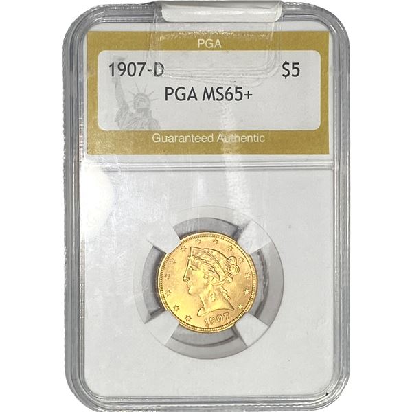 1907-D $5 Gold Half Eagle PGA MS65+
