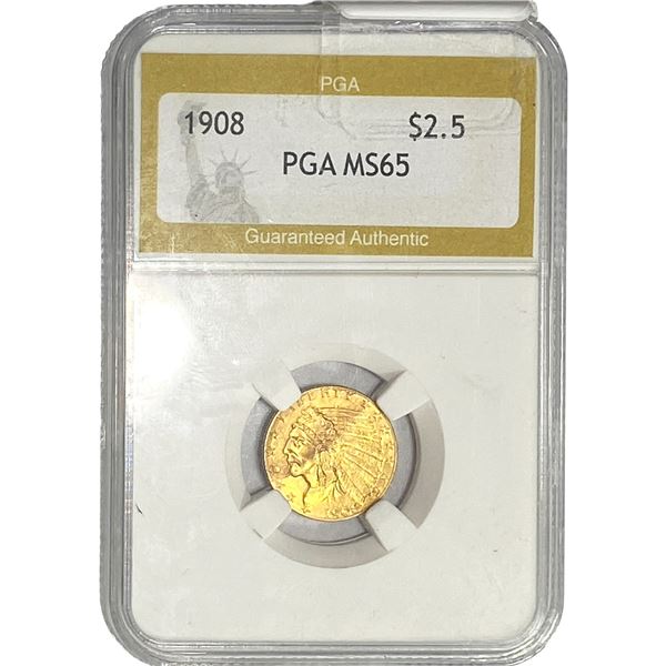 1908 $2.50 Gold Quarter Eagle PGA MS65