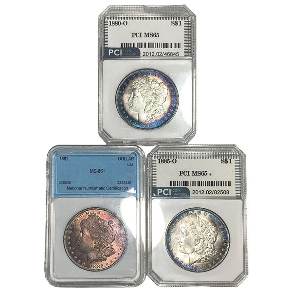 [3] 1880-1885 Morgan Silver Dollar MS65-66+