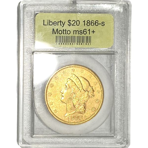 1866-S $20 Gold Double Eagle USCG MS61+